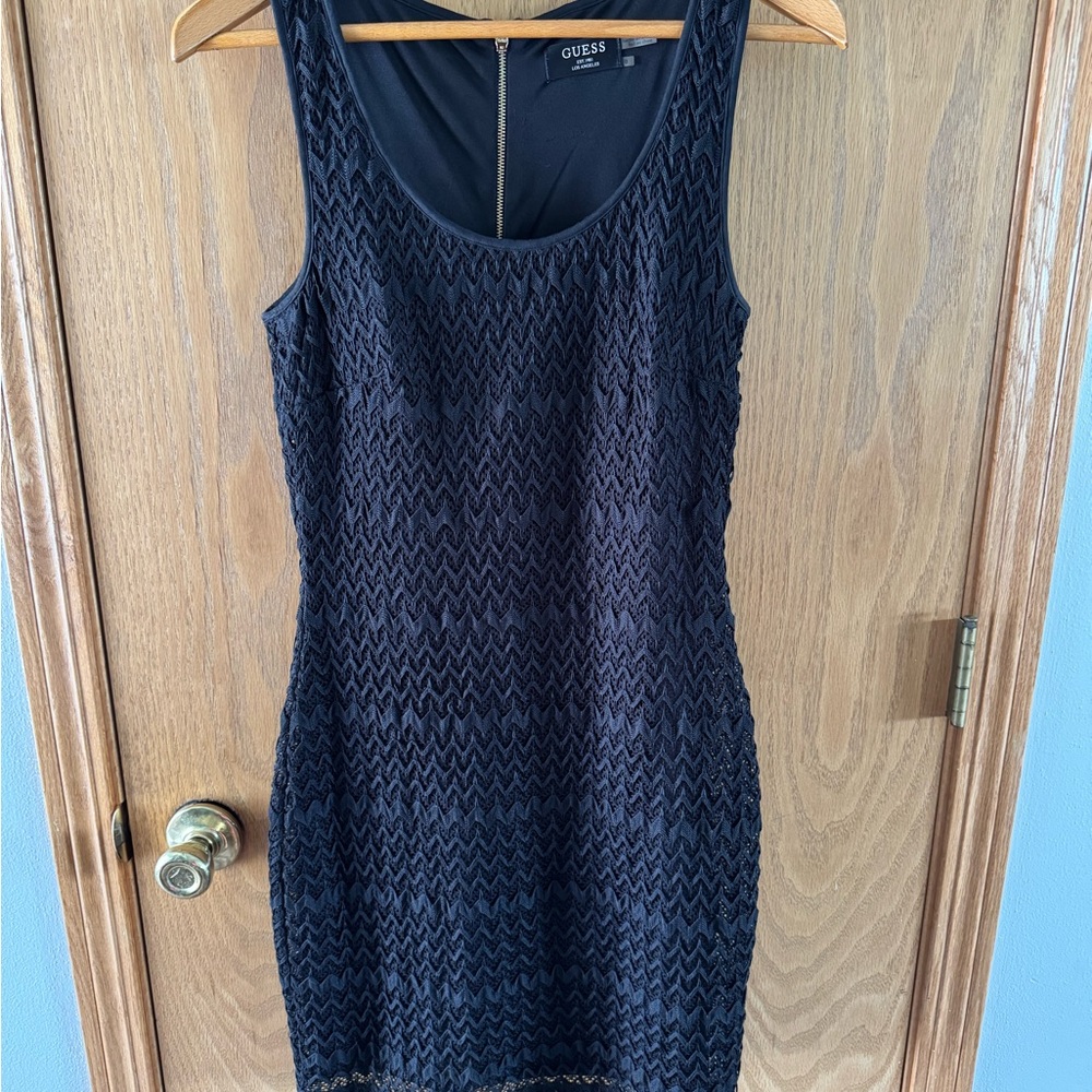 GUESS Women's Black Textured Mini Dress